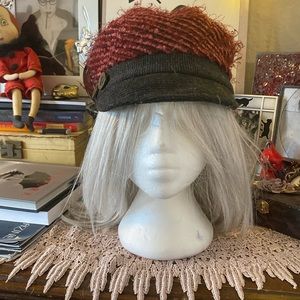 Burgundy and black hat/ cap